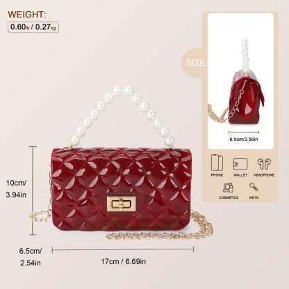 Red Pearl Handbag Crossbody Bag - Image 5