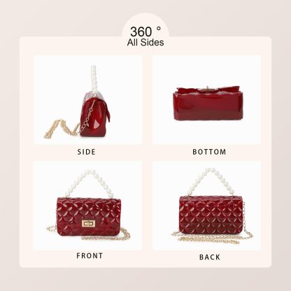 Red Pearl Handbag Crossbody Bag - Image 2