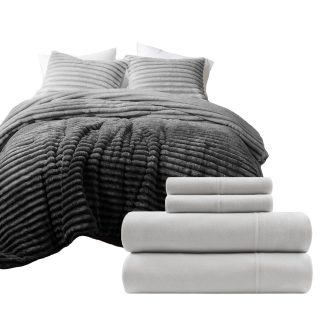 Textured plush bedding