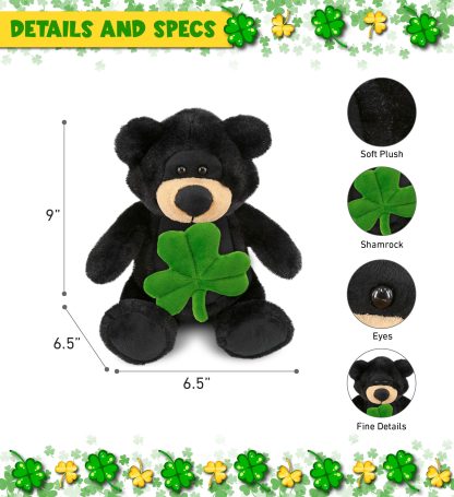 Lucky Clover Black Bear Plush Doll - Image 3
