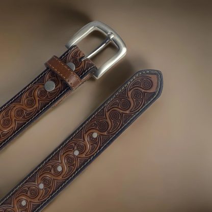 Hand-engraved vintage leather belt - Image 2