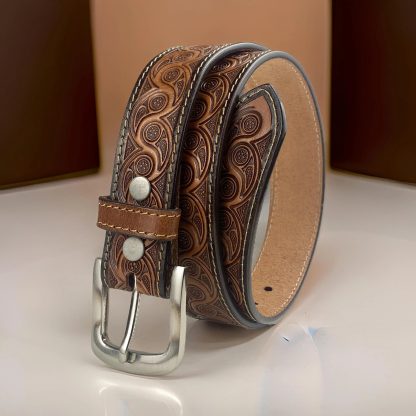 Hand-engraved vintage leather belt - Image 8