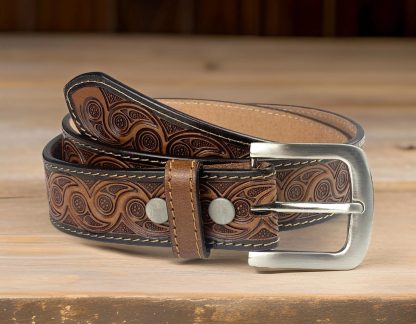Hand-engraved vintage leather belt - Image 7