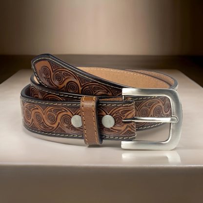 Hand-engraved vintage leather belt - Image 5