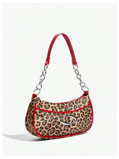 Wild leopard print chain underarm bag - Image 4