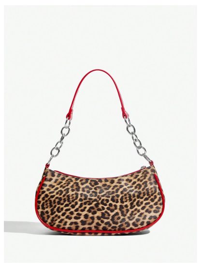 Wild leopard print chain underarm bag - Image 3