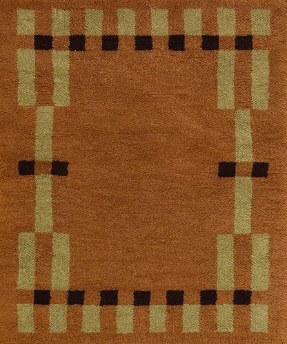 Moroccan style geometric border rug