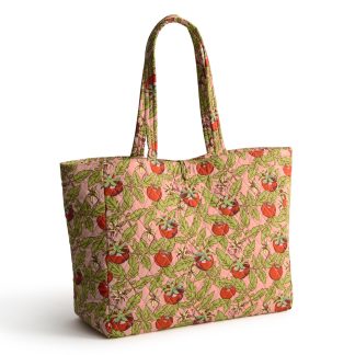 tomato print quilted tote bag