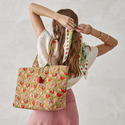 tomato print quilted tote bag - Image 2