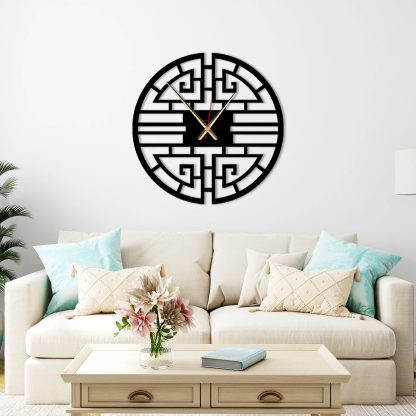Chinese geometric lattice wall clock - Image 6