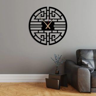 Chinese geometric lattice wall clock