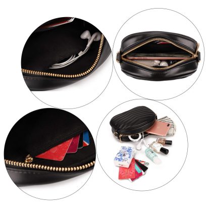 Black V-Stripe Chain Crossbody Bag - Image 2