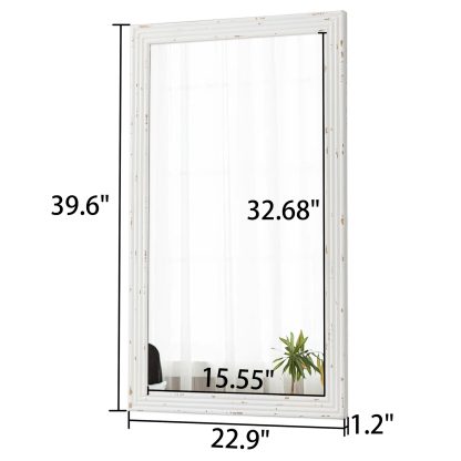 French style distressed solid wood dressing mirror - Image 8