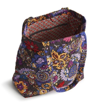 Vintage Floral Art Woven Quilted Tote Bag - Image 4