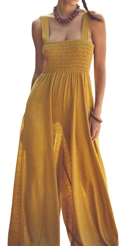 Women's pleated tight wide-leg jumpsuit