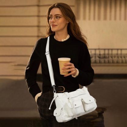 Simple double pocket white tote - Image 8