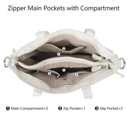 Simple double pocket white tote - Image 3