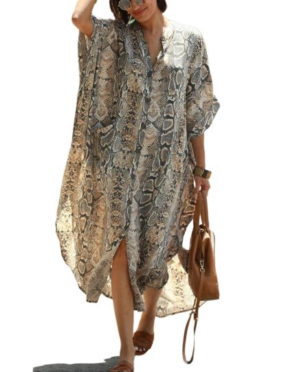 snake print robe dress - Image 7