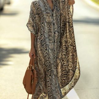 snake print robe dress