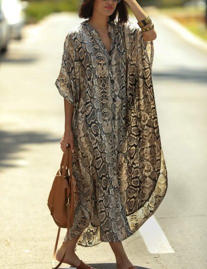 snake print robe dress