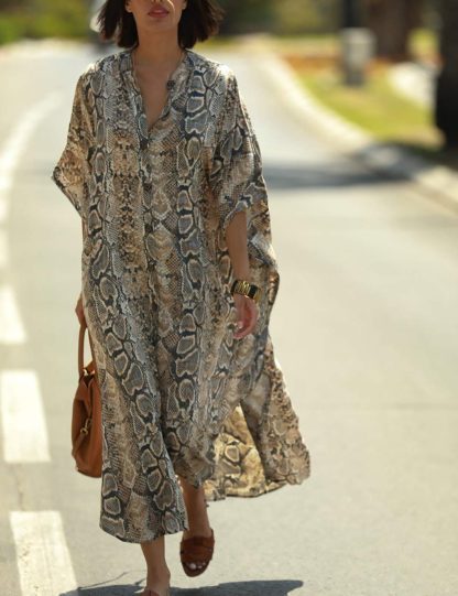 snake print robe dress - Image 5