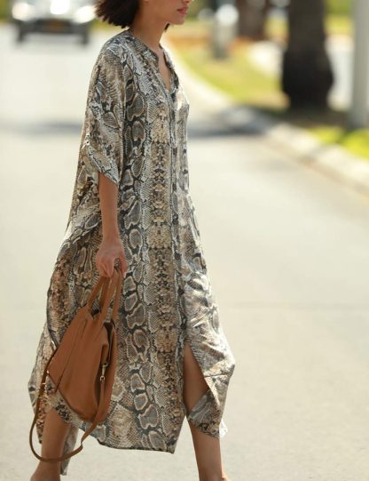 snake print robe dress - Image 4