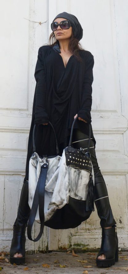 Dark style contrast color stitching shoulder bag - Image 4