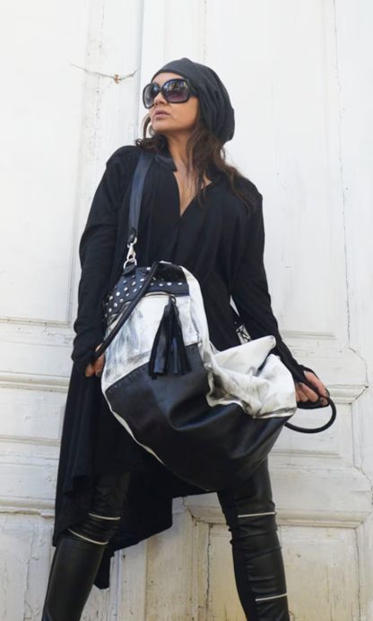 Dark style contrast color stitching shoulder bag - Image 3