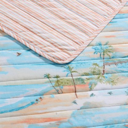Seaside Coconut Tree Print Three-Piece Bedspread Set - Image 4