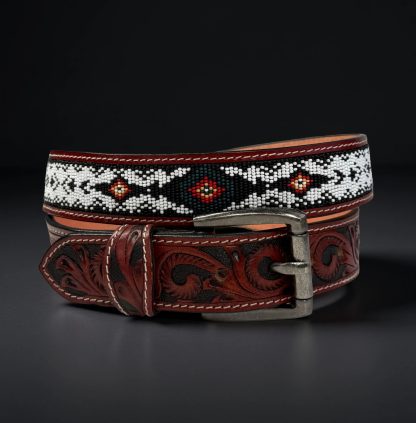 Traditional ethnic style beaded carved belt