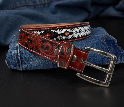 Traditional ethnic style beaded carved belt - Image 6