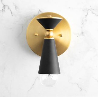 Modern art style brass black glaze wall lamp