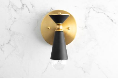 Modern art style brass black glaze wall lamp