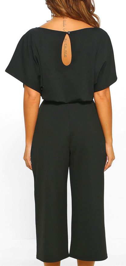 Women's boat neck tie wide-leg jumpsuit - Image 2