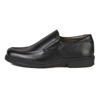 Men's black leather slip-on loafers