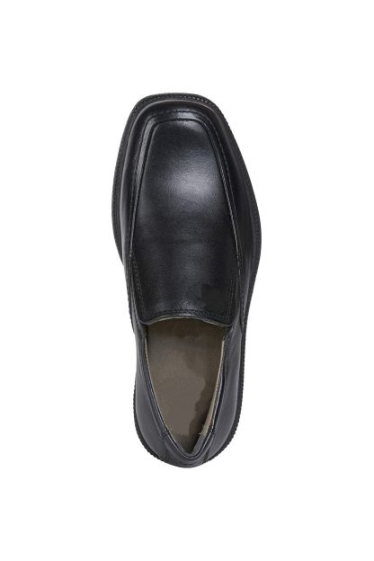 Men's black leather slip-on loafers - Image 3