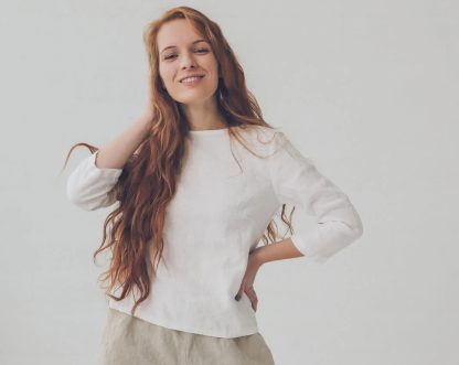 Women's linen three-quarter sleeve top - Image 4