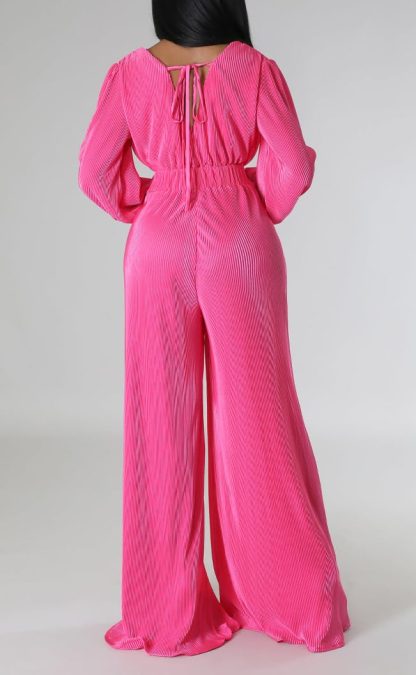 Women's Twisted Lantern Sleeve Wide-Leg Jumpsuit - Image 5