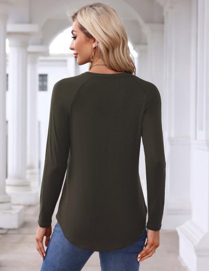 Slouchy Raglan Sleeve Long Sleeve Top with Curved Hem - Image 2