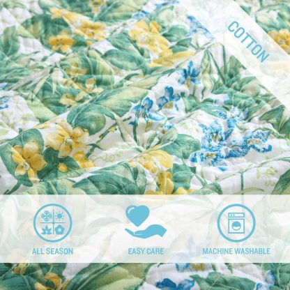Spring flower print three-piece bedspread set - Image 4