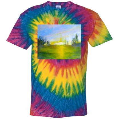 Tie-dye art landscape print T-shirt - Image 4