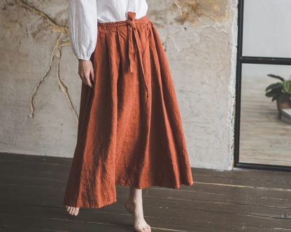 Women's Linen Tie-Waist Maxi Skirt - Image 2