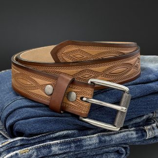 Vintage embossed leather belt