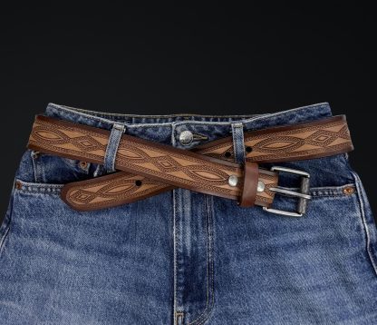 Vintage embossed leather belt - Image 4