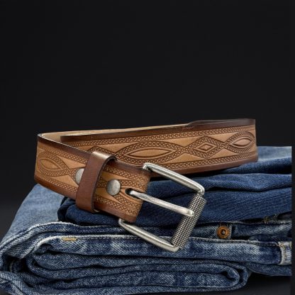 Vintage embossed leather belt - Image 3