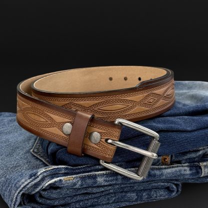 Vintage embossed leather belt - Image 2