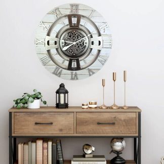 Industrial style mechanical gear wall clock