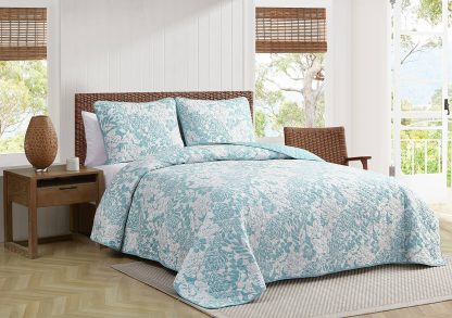 Blue and white yarn-dyed jacquard bed cover three-piece set - Image 11
