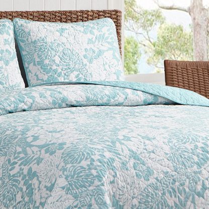 Blue and white yarn-dyed jacquard bed cover three-piece set - Image 10
