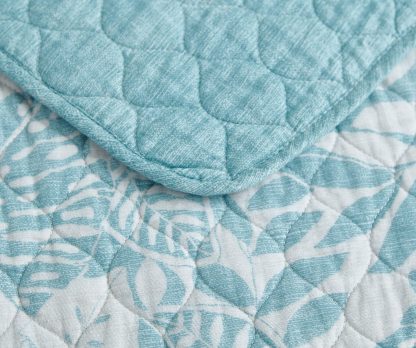 Blue and white yarn-dyed jacquard bed cover three-piece set - Image 8